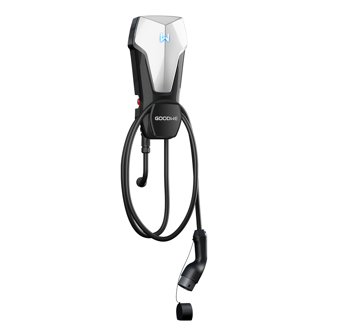GoodWe EV Charger available from Solahart Newcastle shown on angle