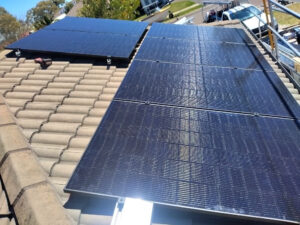 Solahart Silhouette solar panels installed at Tanilba Bay NSW - on a tiled roof - installation by Solahart Newcastle