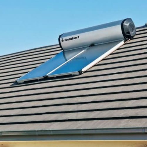Solahart L Series solar hot water system on roof available from Solahart